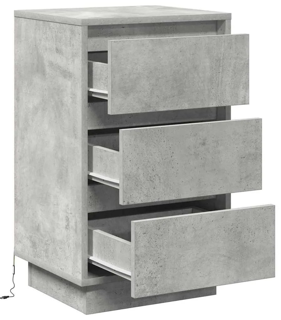 vidaXL Κομοδίνο Σκυρόδεμα Γκρι 39 x 34.5 x 65 εκ. Επεξεργασμένο ξύλο