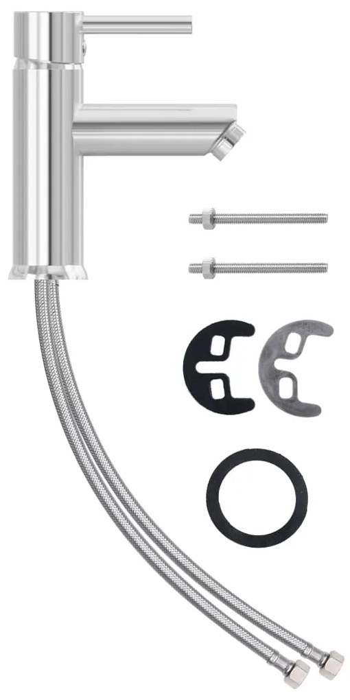 vidaXL Μπαταρία Νιπτήρα Μπάνιου Χρωμέ Φινίρισμα 130 x 176 χιλ.