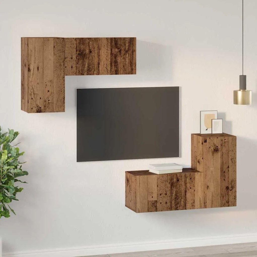 vidaXL Σετ επίπλου τηλεόρασης 4 pcs Παλαιό ξύλο 60 x 30 x 30 cm