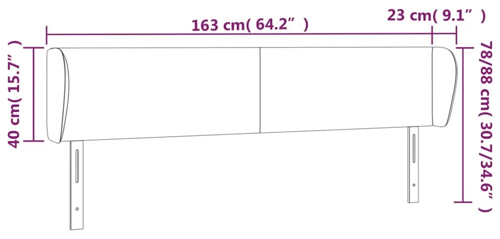 Κεφαλάρι με Πτερύγια Γκρι 163x23x78/88 εκ. Συνθετικό Δέρμα 3116964