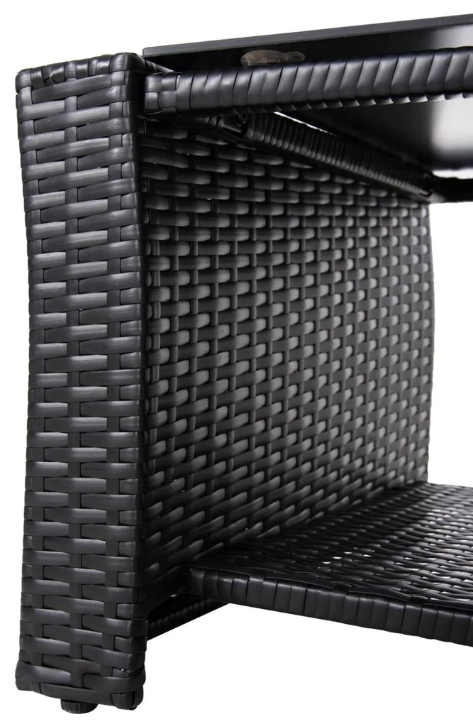 Σετ Κήπου Σαλόνι THORE 4 τεμ με Μαύρο Rattan &amp; Μπέζ Μαξιλάρια