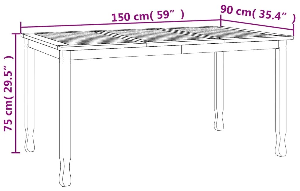 Τραπεζαρία Κήπου 150 x 90 x 75 εκ. από Μασίφ Ξύλο Teak - Καφέ