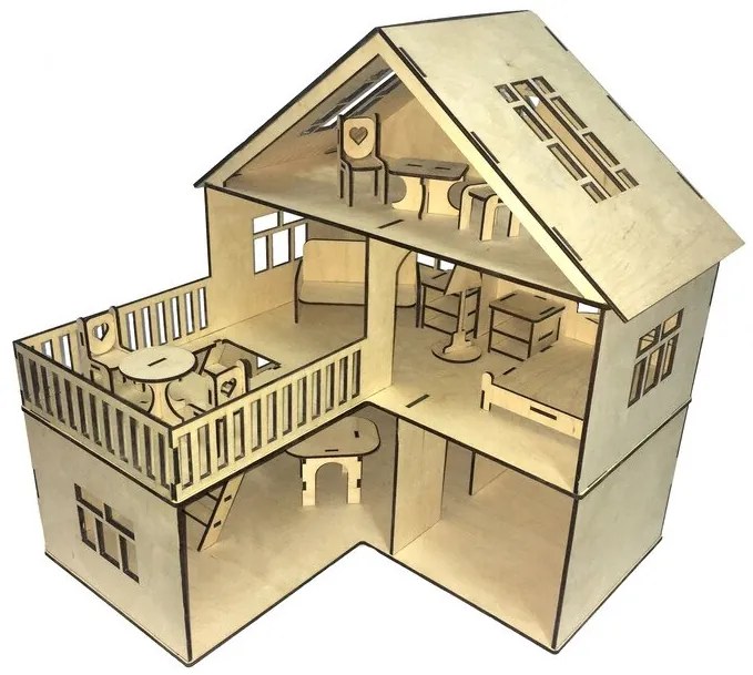 Intra απο ξύλο plywood 3mm-4mm πάχος - Κουκλόσπιτο Ανοιχτής Όψης Πολυώροφο 40x60 cm Κόντρα πλακέ 3,5mm Δίασταση 30x30 cm Intraeaxys-ro6y3k27