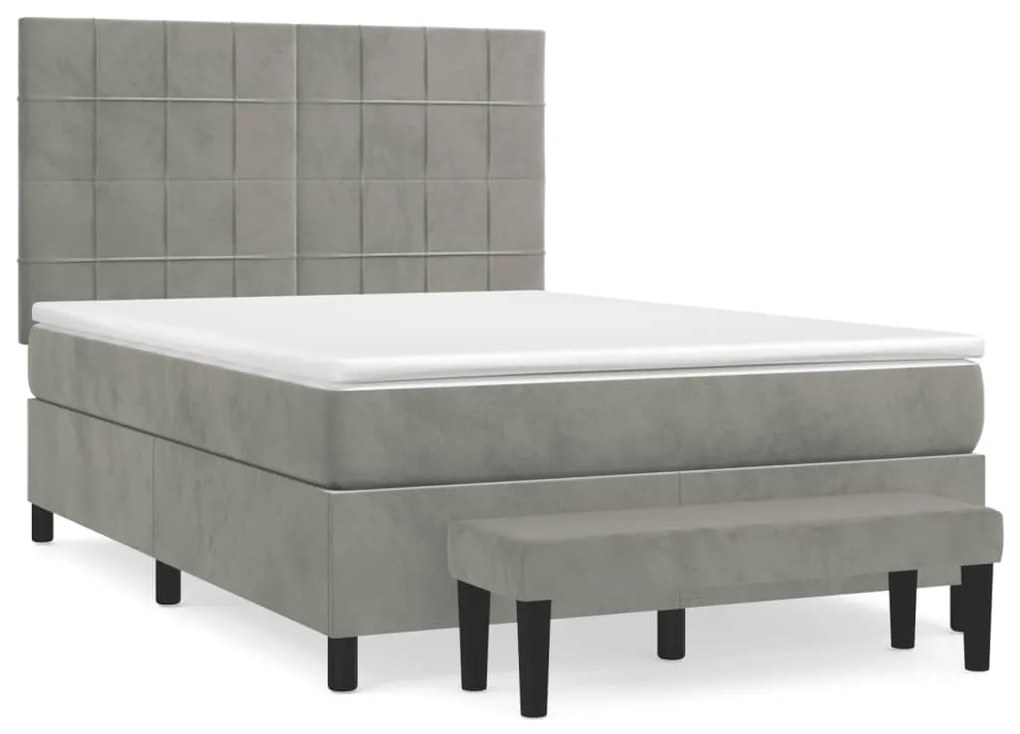 ΚΡΕΒΑΤΙ BOXSPRING ΜΕ ΣΤΡΩΜΑ ΑΝΟΙΧΤΟ ΓΚΡΙ 140X200 ΕΚ. ΒΕΛΟΥΔΙΝΟ 3137845