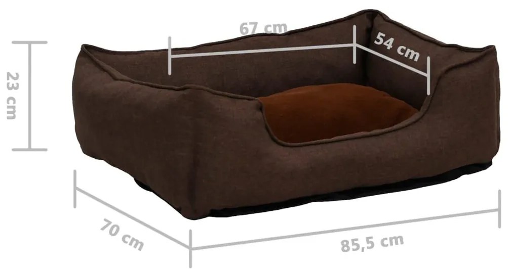 Κρεβάτι Σκύλου Καφέ 85,5 x 70 x 23 εκ. Όψη Λινού Φλις - Καφέ