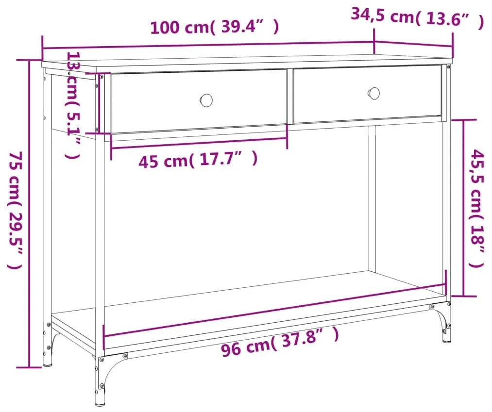 Τραπέζι Κονσόλα Γκρι Sonoma 100x34,5x75 εκ. Επεξεργασμένο Ξύλο - Γκρι