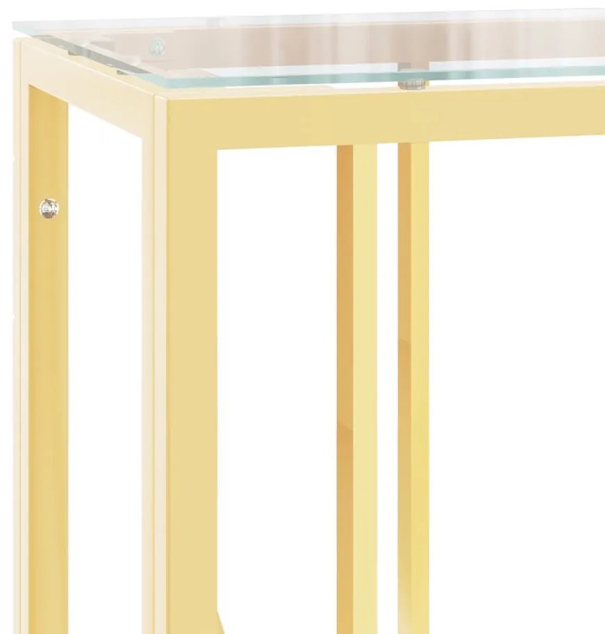 Τραπέζι Κονσόλα 110x30x70 εκ. από Ανοξείδωτο Ατσάλι και Γυαλί - Χρυσό