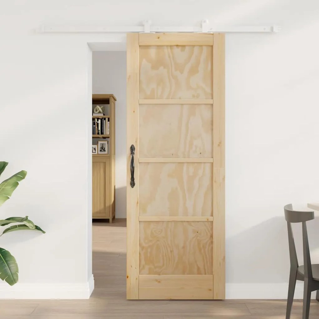 vidaXL Σετ Συρόμενης Πόρτας Φυσικό και λευκό 73.5 x 198.5 εκ.