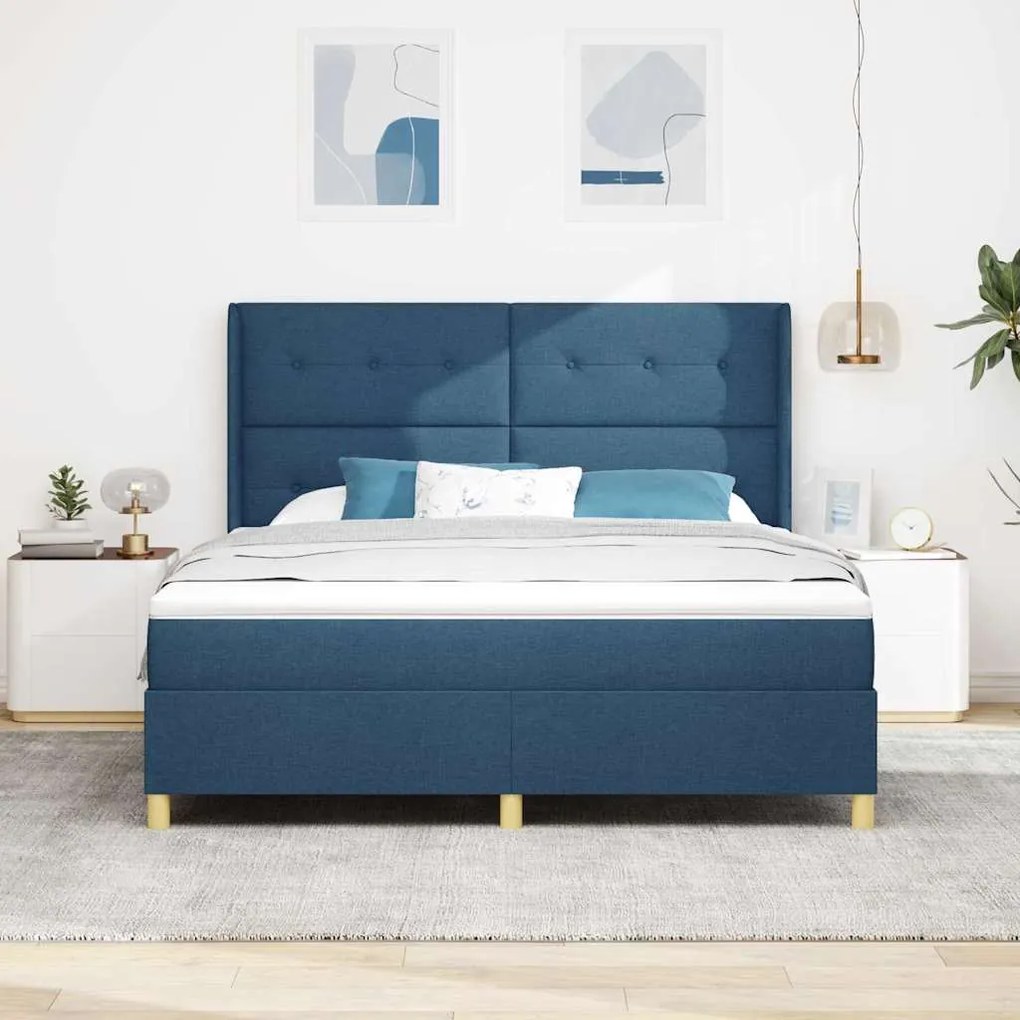 vidaXL Κρεβάτι με ελατήριο με στρώμα Μπλε 180 x 200 cm ύφασμα