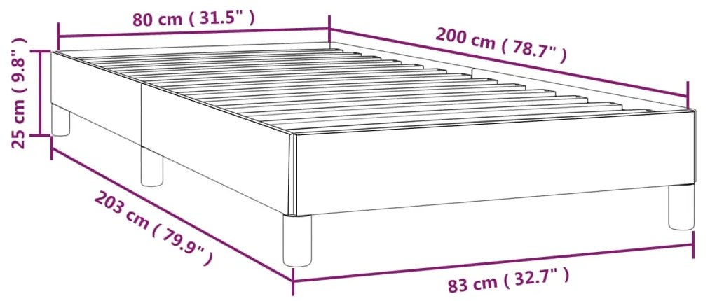 Σκελετός Κρεβατιού Χωρίς Στρώμα Σκ. Γκρι 80x200 εκ. Βελούδινο - Γκρι