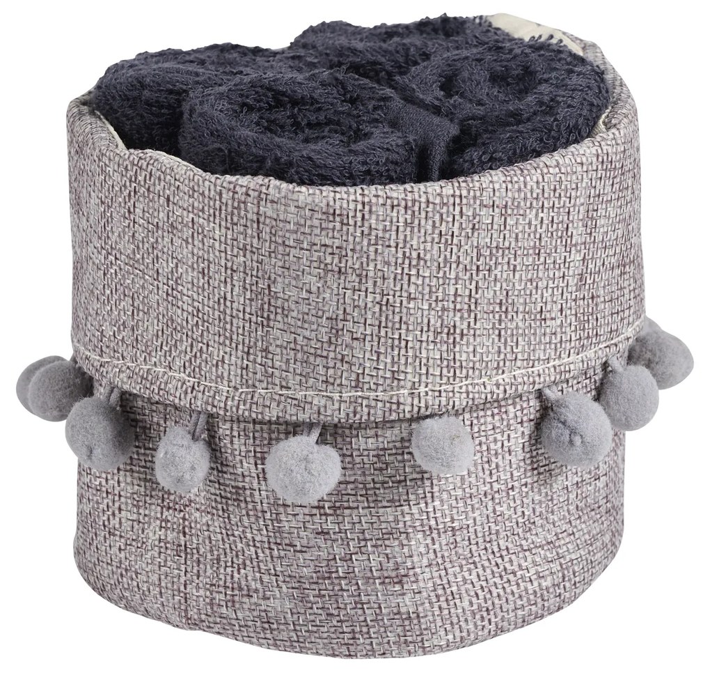 Σετ Πετσέτες Χεριών 4τμχ Soft Black Με Καλάθι 4011 Das Home