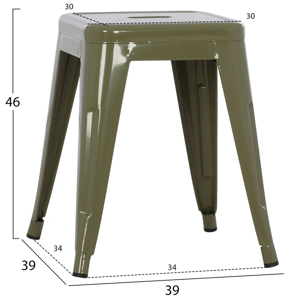 ΣΚΑΜΠΟ ΜΕΤΑΛΛΙΚΟ MELITA HM0096.43 ΣΕ DARK OLIVE ΧΡΩΜΑ 37x37x45Υεκ. (1 Τεμμάχια)