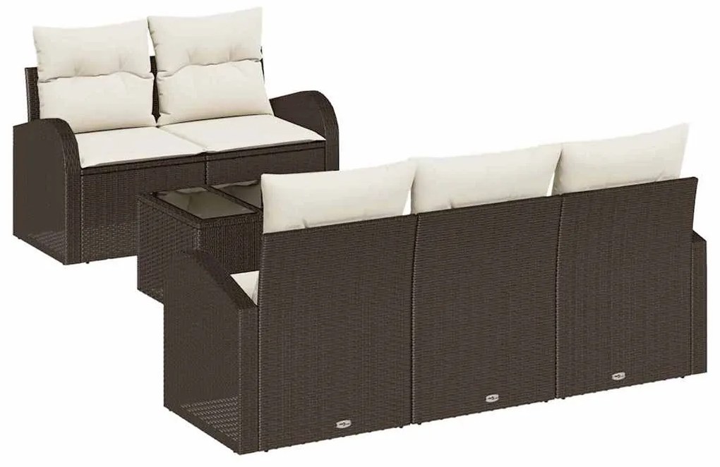 vidaXL Σετ Καναπέ Κήπου με μαξιλάρι 6 pcs Καφέ, Κρέμα 55 x 55 x 37 εκ