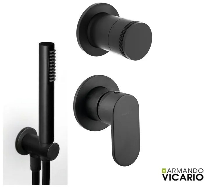 Armando Vicario SLIM Black Matt Παροχή νερού Στρογγυλή+Μίκτης εντ.+εκτροπέας περιστροφικός 500050-400 34374-400