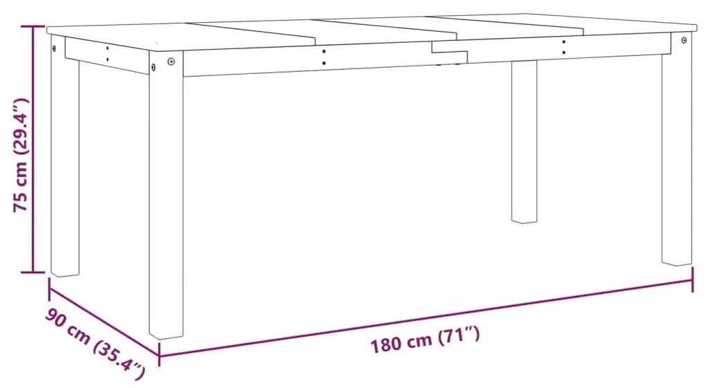 Τραπεζαρία Panama 180 x 90 x 75 εκ. από Μασίφ Ξύλο Πεύκου - Καφέ