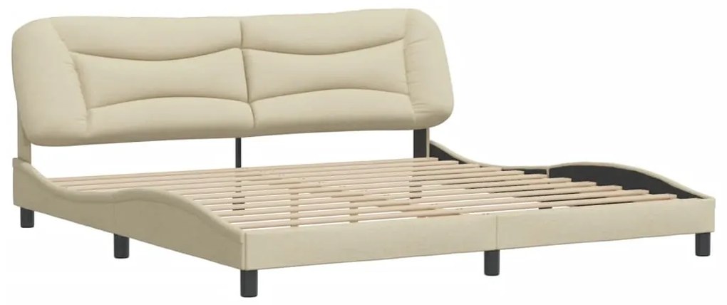 vidaXL Σκελετός Κρεβατιού Χωρίς Στρώμα Hvar Κρεμ 200x200 εκ. Υφασμάτινο