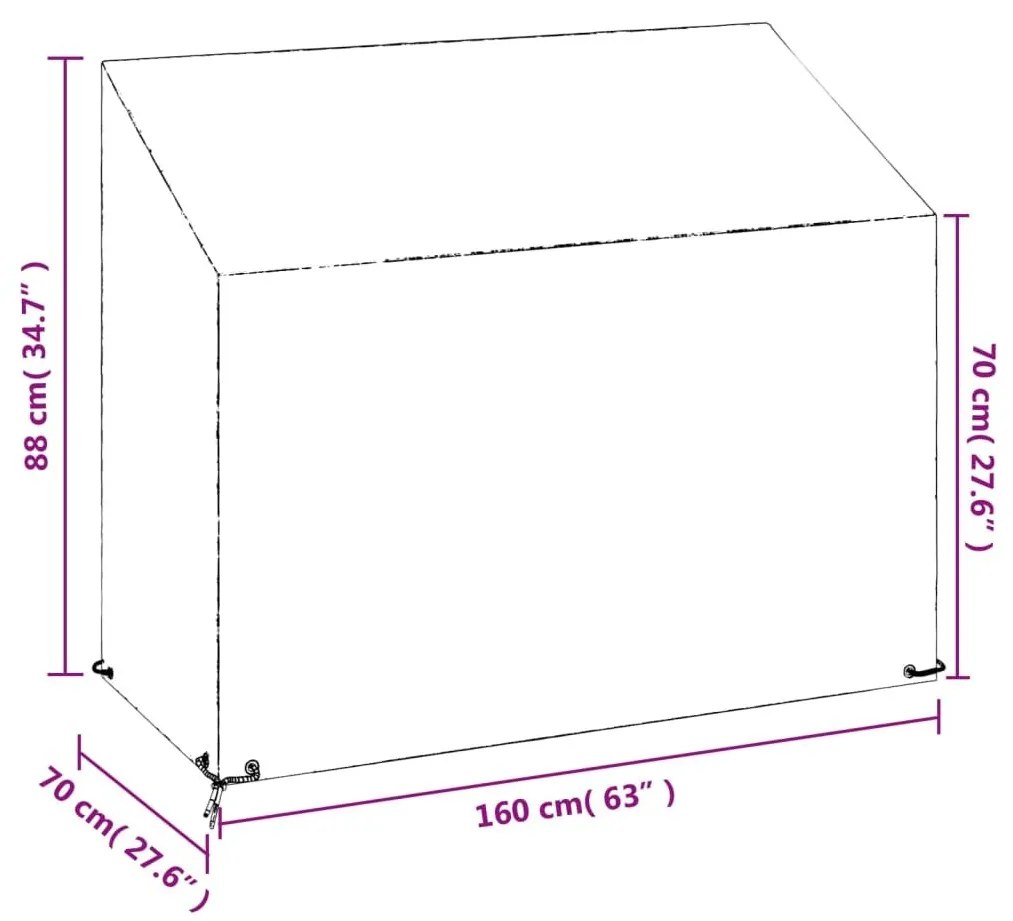 Καλύμματα Πάγκου με 8 Κρίκους 2 τεμ. 160x70x70/88 εκ. Πολυαιθ. - Μαύρο