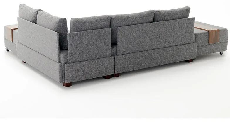 Πολυμορφικός καναπές-κρεβάτι αριστερή γωνία PWF-0155 με ύφασμα ανθρακί 210x280x70εκ - Ύφασμα - 071-000327