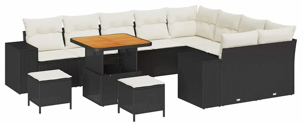 vidaXL Σετ Καναπέ Κήπου Ρυθμιζόμενο ύψος 12 pcs Μαύρο συνθετικό ρατάν