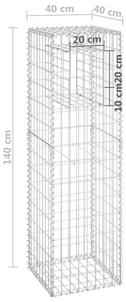 Συρματοκιβώτια Στύλοι 2 τεμ. 40 x 40 x 140 εκ. Σιδερένιοι - Ασήμι