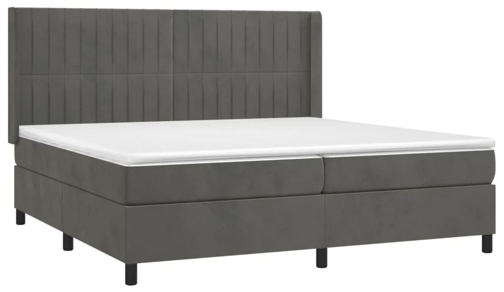 vidaXL Κρεβάτι Boxspring με Στρώμα Σκούρο Γκρι 200x200 εκ. Βελούδινο