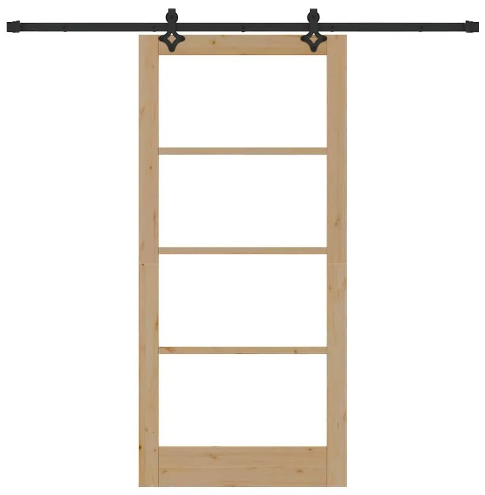 vidaXL Συρόμενη Πόρτα Χειροκίνητος Καφέ 93 x 202 cm Ξύλο και μέταλλο