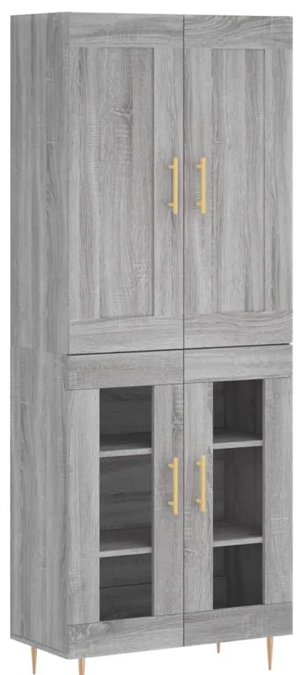 vidaXL Ντουλάπι Γκρι Sonoma 69,5 x 34 x 180 εκ. Επεξεργασμένο Ξύλο