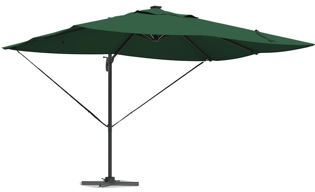 vidaXL Ομπρέλα Ρώμης με LEDs Πράσινη 352x251x265 cm Αλουμίνιο