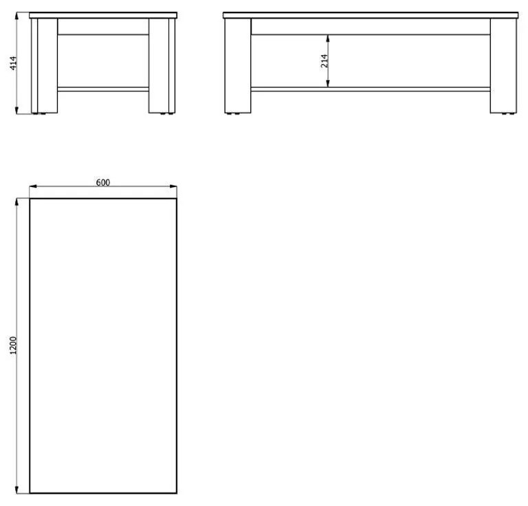 Τραπεζάκι Σαλονιού Oscar KS Λευκός Δρύς 120x60x41 εκ. 120x60x41 εκ.