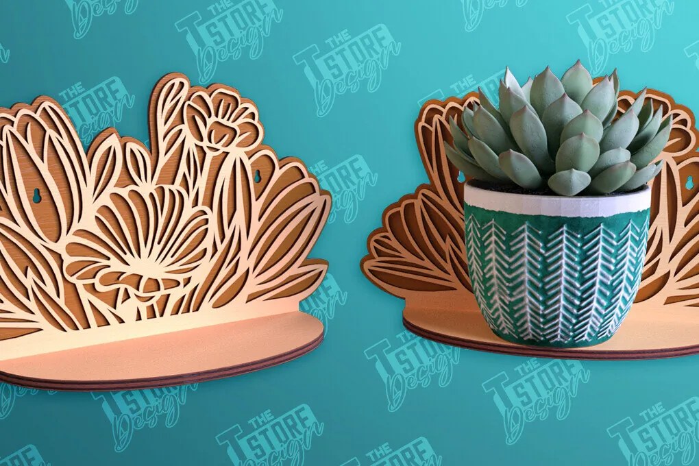 Intra απο ξύλο plywood 3mm-4mm πάχος – Ράφι τοίχου φυτών | Θήκη για γλάστρα Δίασταση 40x30 cm INTRAFABR-95973188