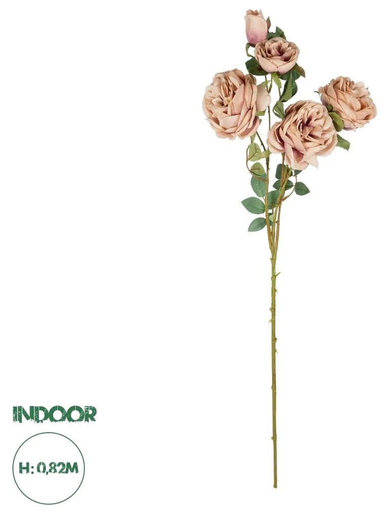 GloboStar® Artificial Garden OLD PINK ROSE BRANCH 21304 Τεχνητό Διακοσμητικό Κλαδί Τριαντάφυλλα Ροζ Y82cm