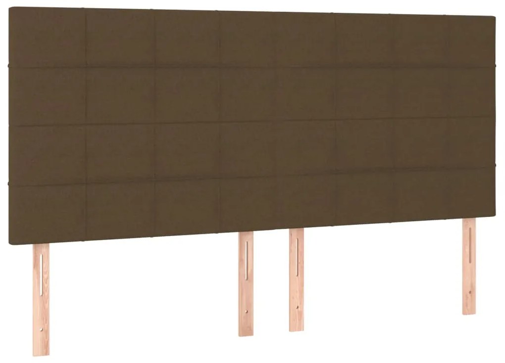 Κρεβάτι Boxspring με Στρώμα & LED Σκ.Καφέ 200x200εκ. Υφασμάτινο - Καφέ