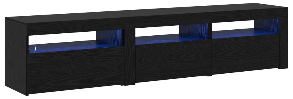 vidaXL Τηλεοπτικές Κάβες 2 τεμ με LED φώτα Μαύρη βελανιδιά Επεξεργασμένο ξύλο