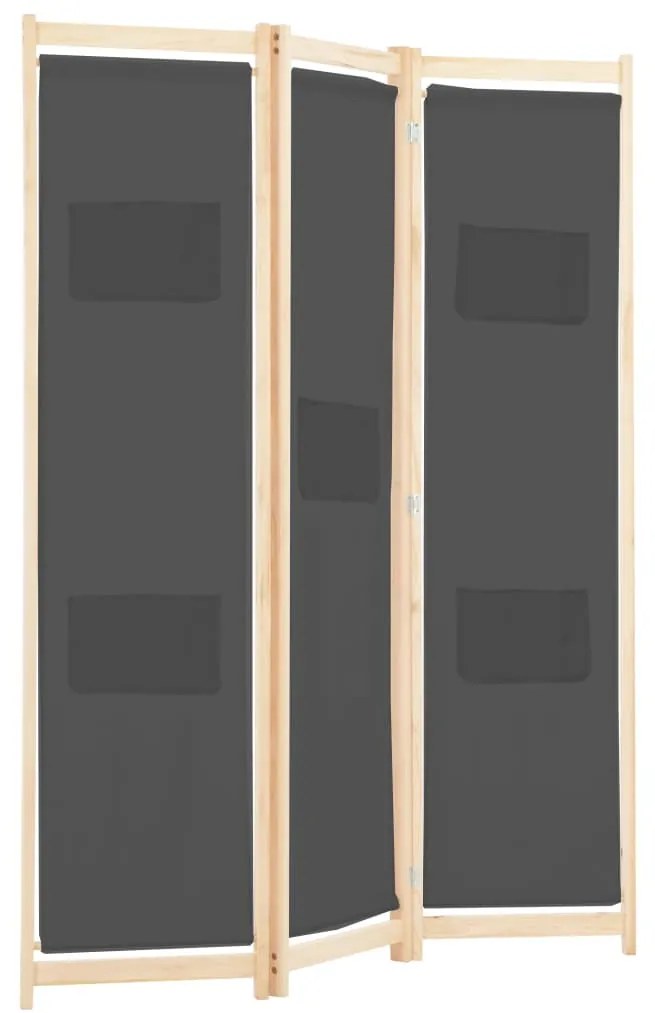 vidaXL Διαχωριστικό Δωματίου με 3 Πάνελ Γκρι 120x170x4 εκ. Υφασμάτινο