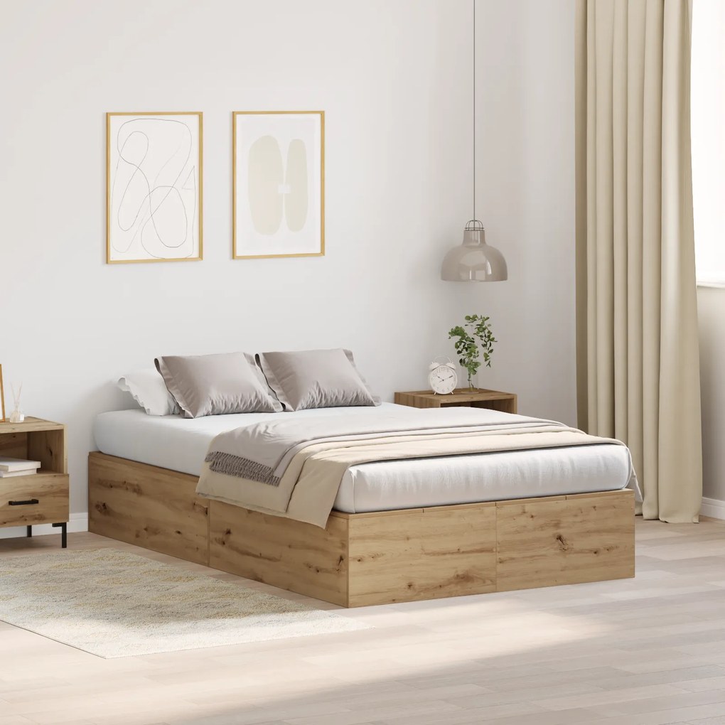 vidaXL Κρεβάτι αποθήκευσης Artisan Oak 120x200 εκ