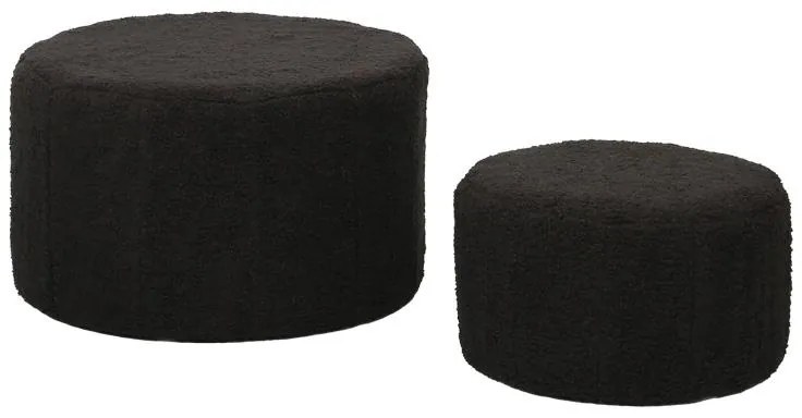 Σκαμπό - Πουφ Gabello σετ 2 τεμ ύφασμα μπουκλέ μαύρο Φ44x26.5εκ 44x44x26.5 εκ.