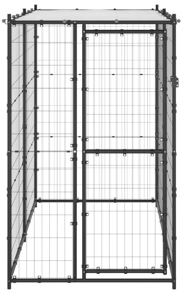 Κλουβί Σκύλου Εξ. Χώρου Ατσάλι 110 x 220 x 180 εκ. με Στέγαστρο - Μαύρο