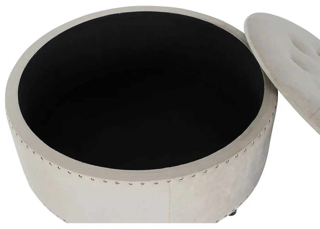 Σκαμπό DKD Home Decor Μπεζ Ασημί πολυεστέρας Ξύλο MDF 80 x 80 x 43 cm