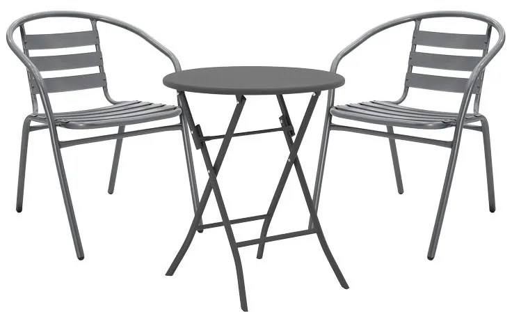 Σετ κήπου Τραπεζαρία Albero-Tade σετ 3 τεμ. πτυσσόμενο μέταλλο ανθρακί Φ60x70 εκ. 60x60x70 εκ.