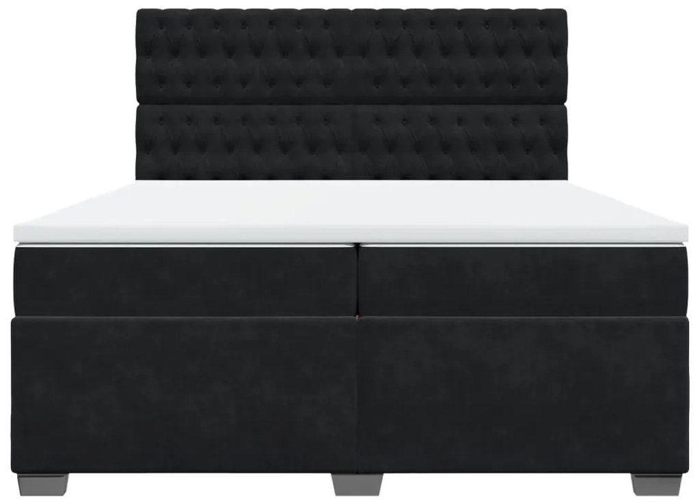 vidaXL Κρεβάτι Boxspring με Στρώμα Μαύρο 200x200 εκ. Βελούδινο