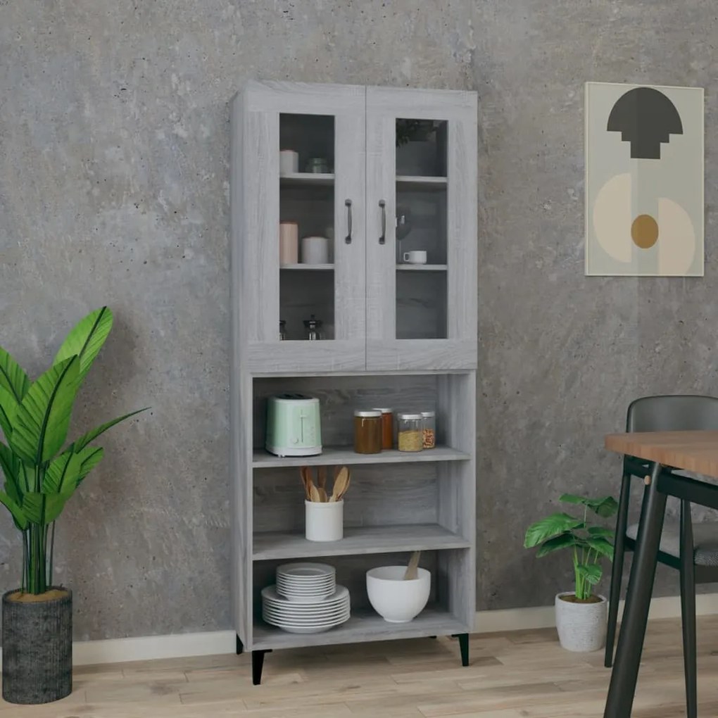 vidaXL Ντουλάπι Γκρι Sonoma 69,5 x 34 x 180 εκ. Επεξεργασμένο Ξύλο