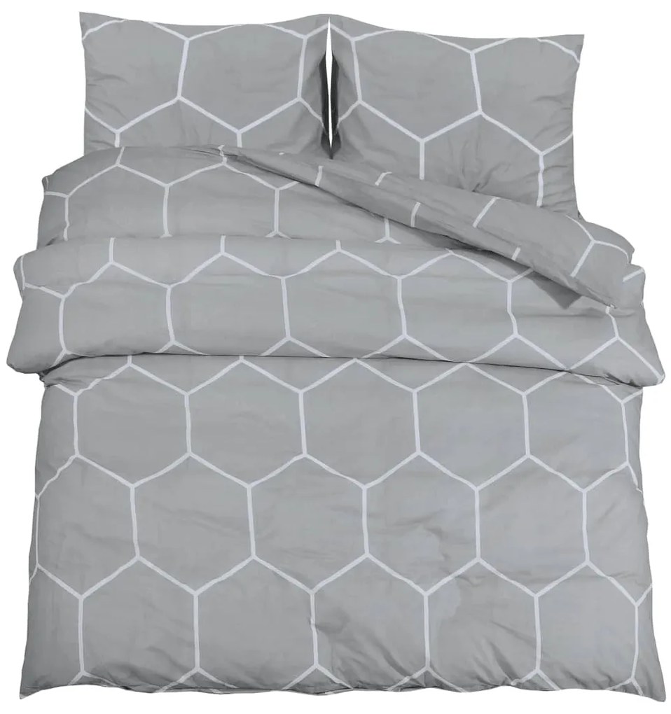 vidaXL Σετ Παπλωματοθήκης Γκρι 225x220 εκ. Βαμβακερό