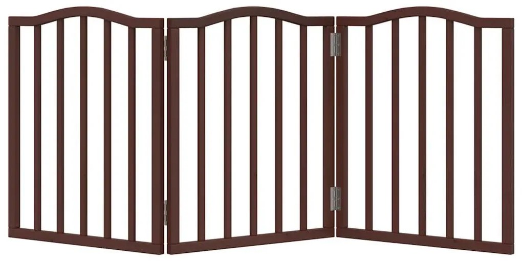 vidaXL Πύλη σκύλου πτυσσόμενη 3 πάνελ καφέ δρυς 150 cm ξύλο λεύκας
