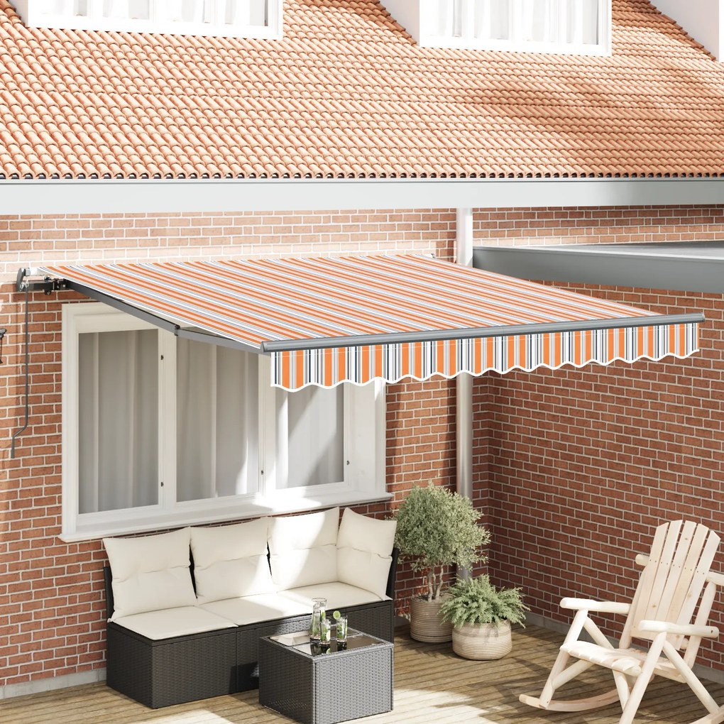 vidaXL Χειροκίνητη Τέντα Retractable Πολύχρωμη Ριγέ 350 x 250 cm