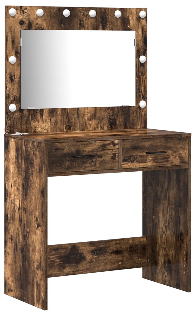 vidaXL Σετ 3 τεμαχίων για το Dressing Table με LED από Καπνιστό Δρυ