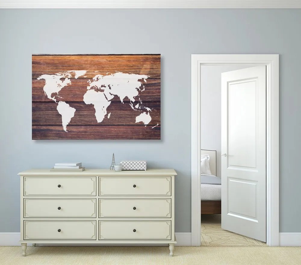 Εικόνα στον παγκόσμιο χάρτη φελλού με ξύλινο φόντο - 120x80  place