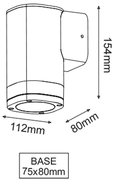 GU10 WALL LUMINAIRE 230V AC DARK GREY IP54 MAX.35W - LG2881G - LG2881G