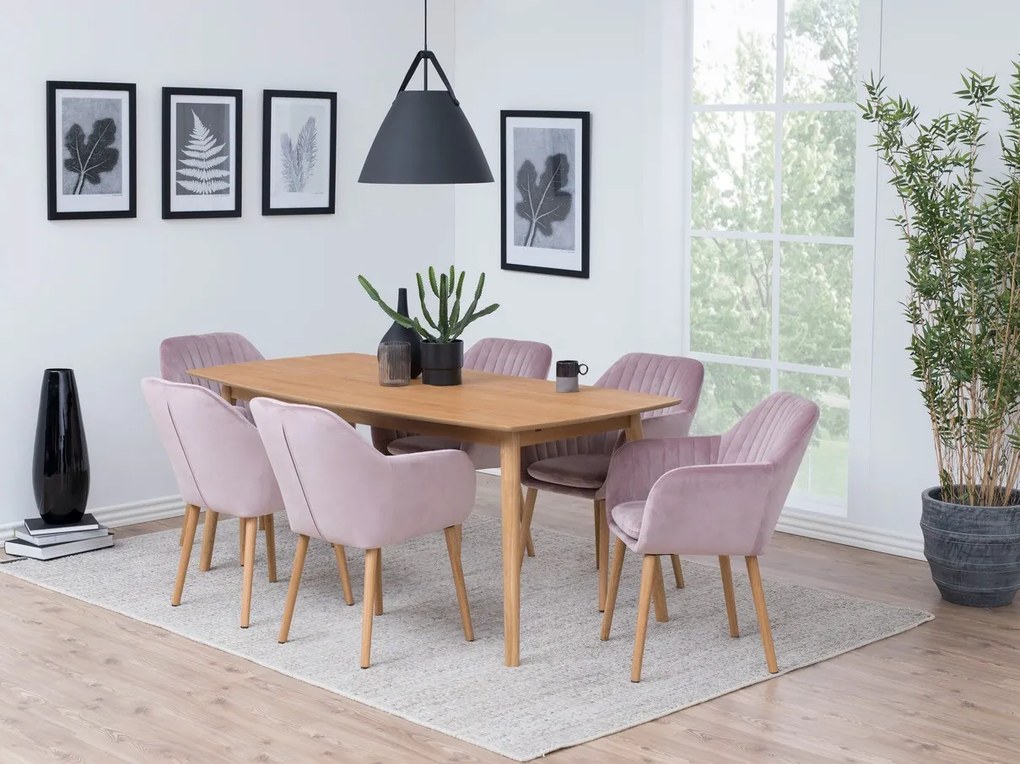 Καρέκλα Oakland 197, Dusty pink, 83x57x61cm, Ταπισερί, Ξύλινα, Μέταλλο, Μπράτσα