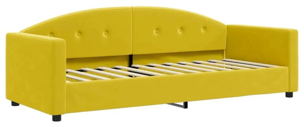 Καναπές Κρεβάτι με Στρώμα Κίτρινο 80 x 200 εκ. Βελούδινος - Κίτρινο