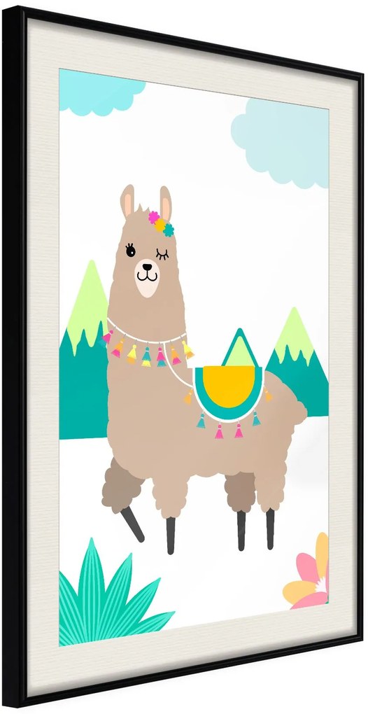 Αφίσα - Playful Llama - 30x45 - Μαύρο - Με πασπαρτού